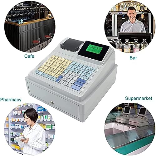 Miniatura 7 de Caja registradora electrónica,Caja registradora eléctrica de 81 teclas con cajón,Teclado plano e impresora térmica,Caja registradora comercial LED