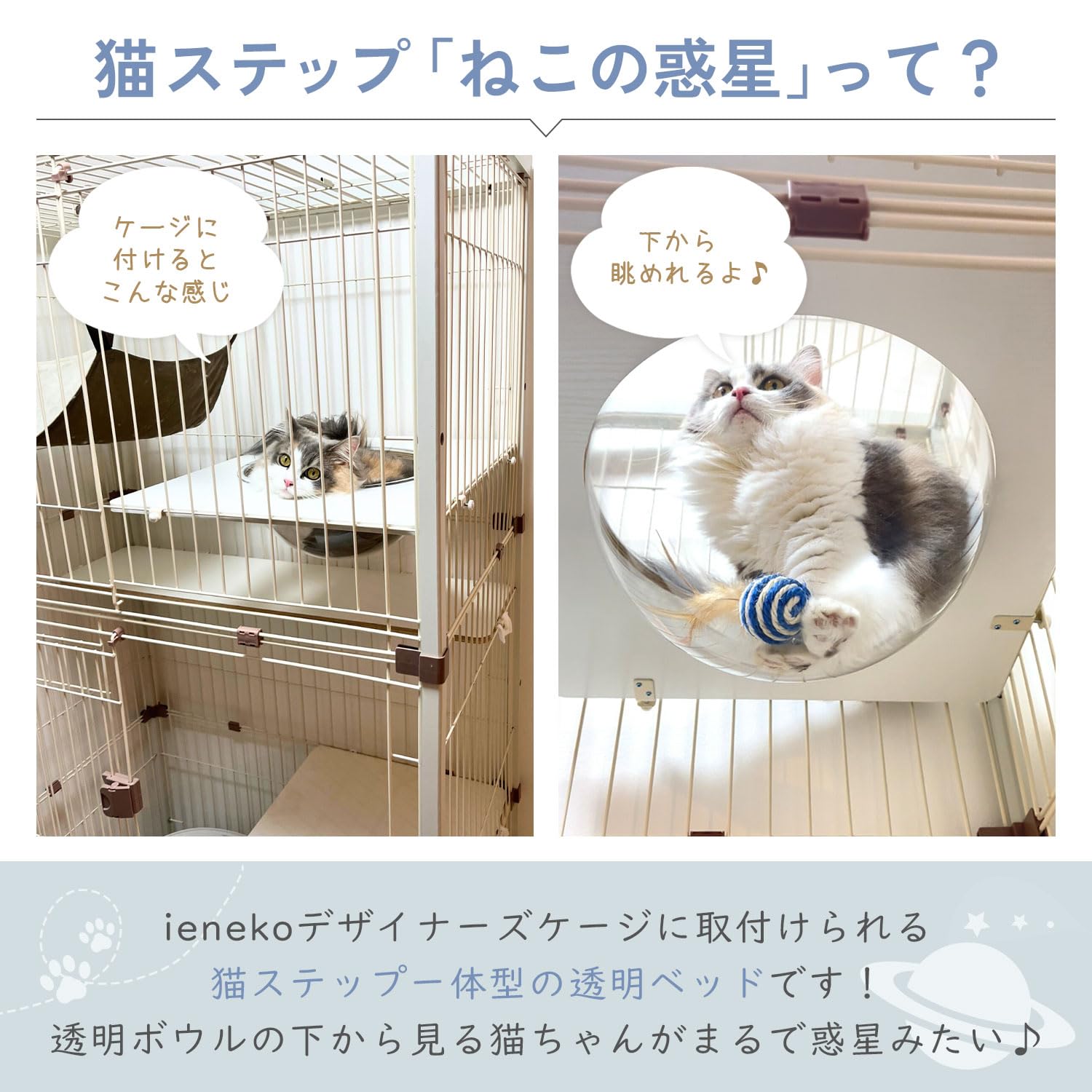 ieneko 猫　ねこの惑星 Amazon.co.jp: 【公式】 ieneko ねこの惑星 透明ボウル 猫 ケージ