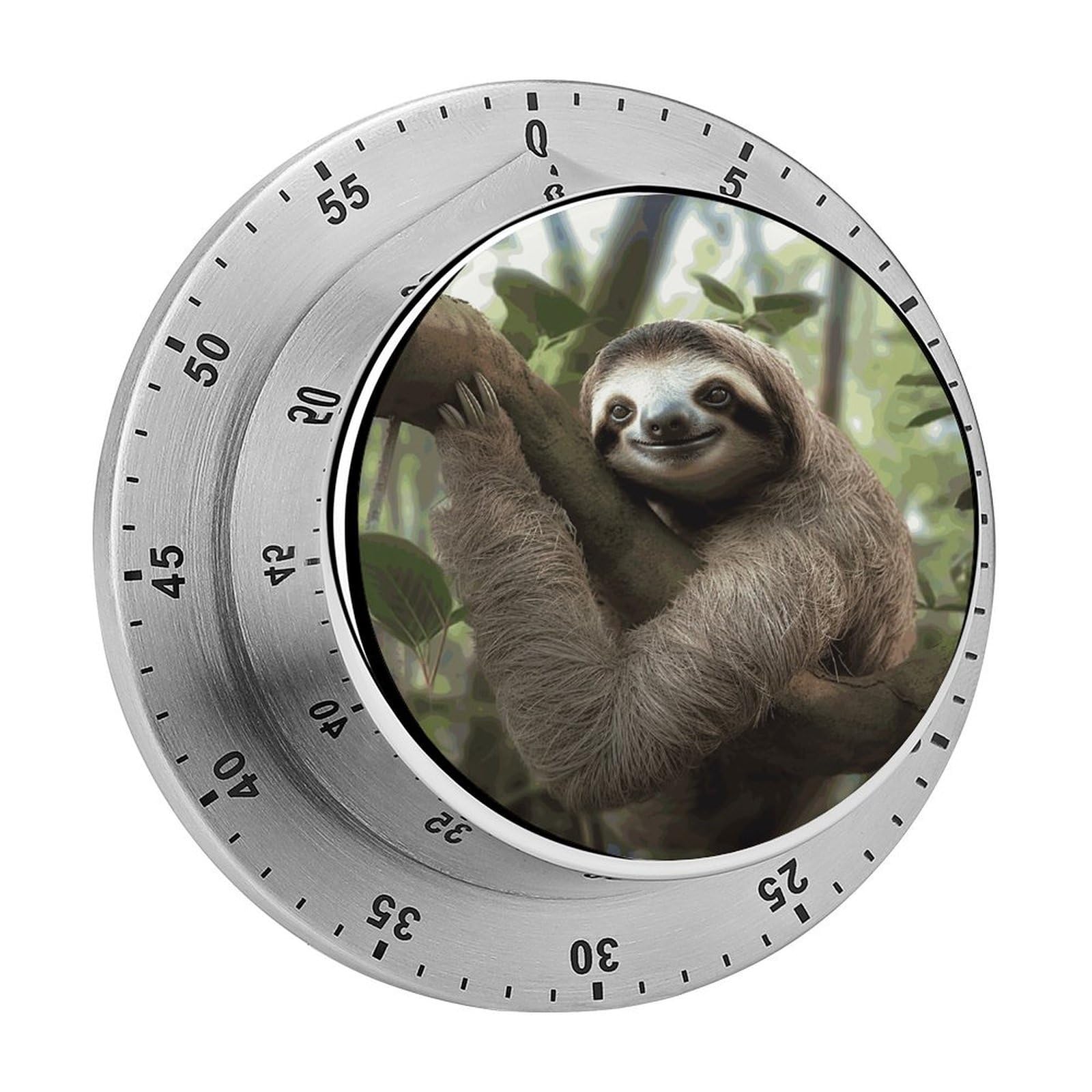 Sloth Animal Timer Loud Mechanical Timer Stainless Steel 60-Minute Kitchen Timers Waterproof Chef Cooking Timers Sport Countdown Clock Portable Countdown Alarm Adult