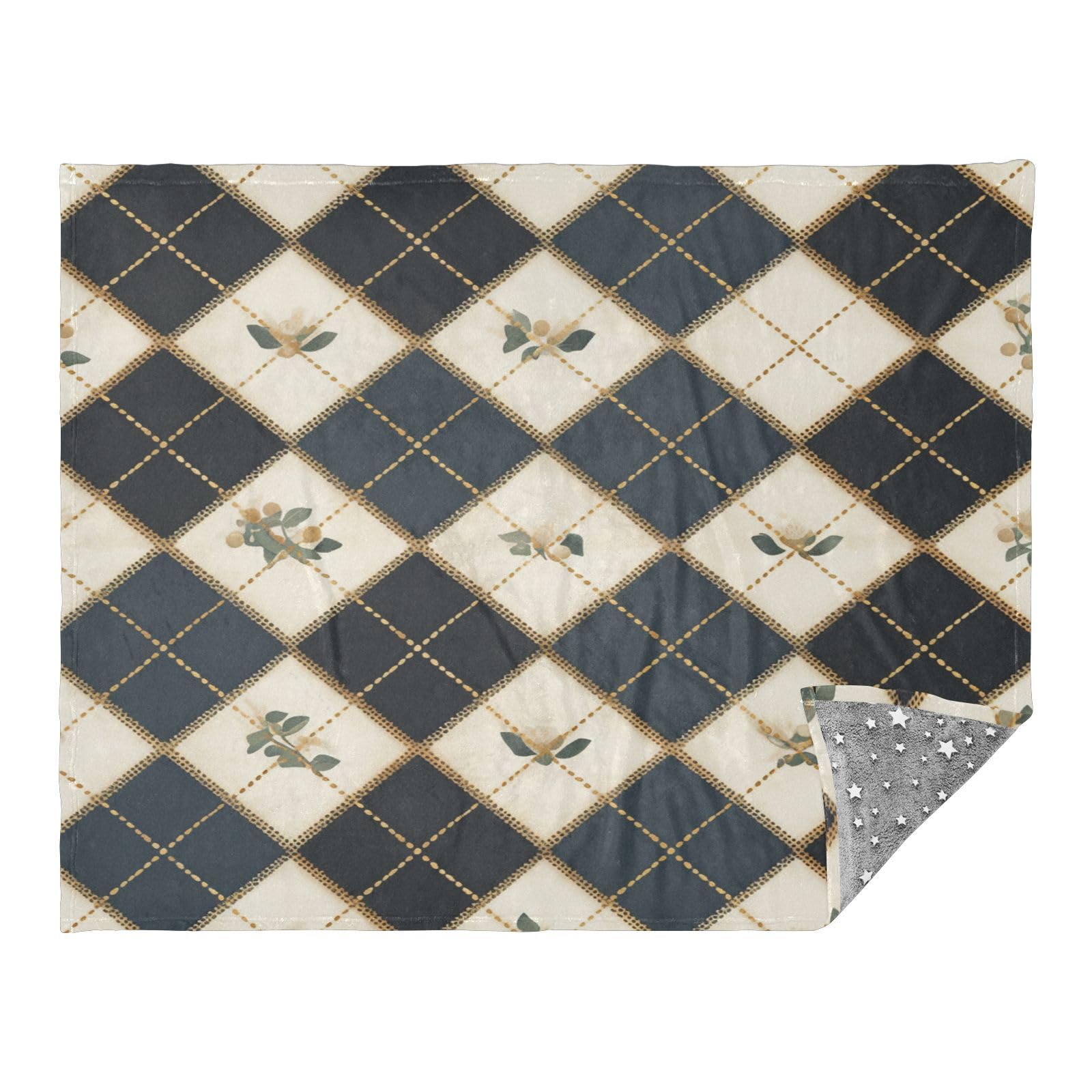 Jeté de canapé motif damier plaid gris-vert couverture de salon toutes saisons