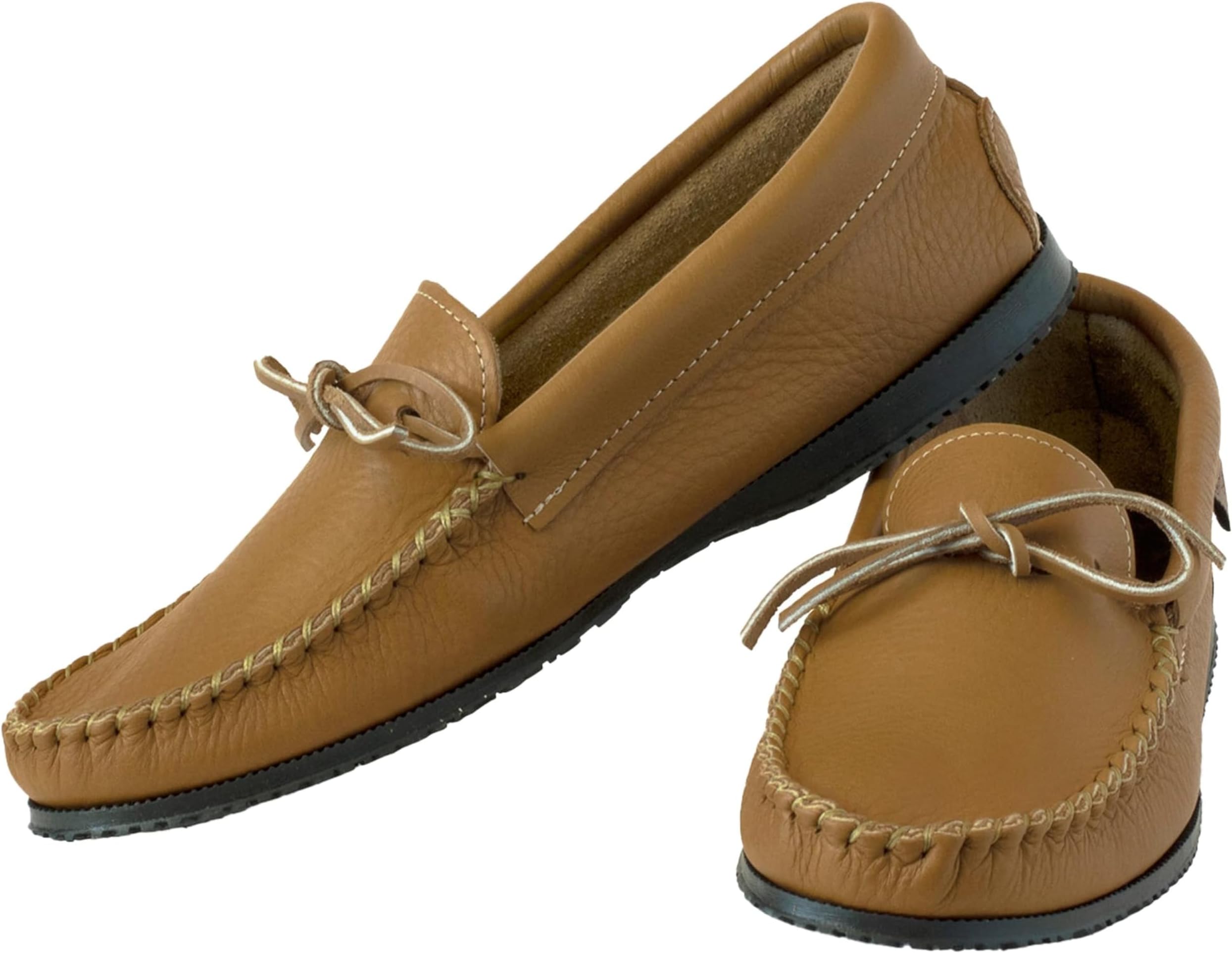 Moccasin Slippers for Men with Genuine Cowhide Leather, Black Rubber Sole and Ultra Soft Premium Insole – Canada Quality, Comfortable Stylish Indoor and Outdoor Moccasins for Men