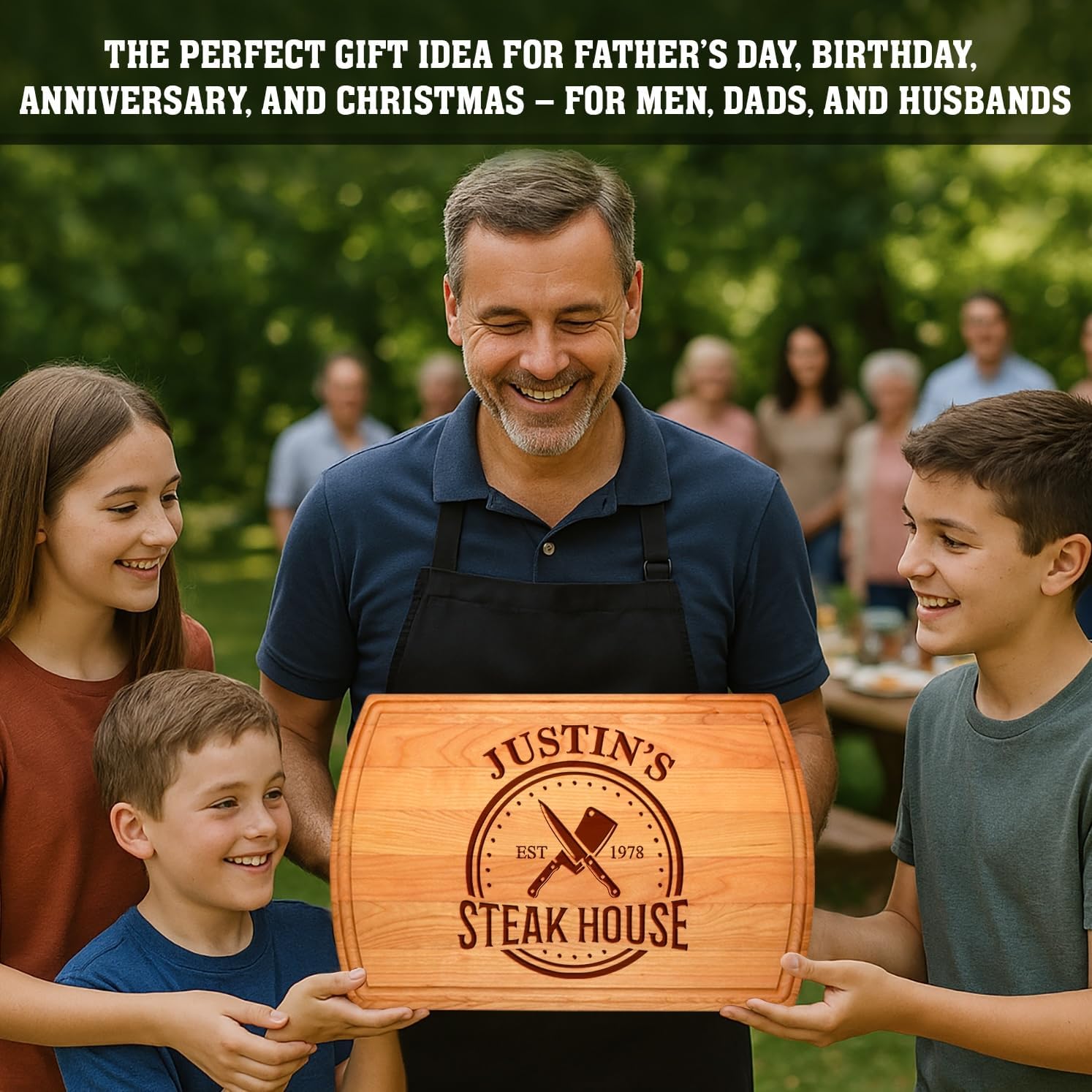 Personalized Christmas Gift for Men, Dad Cutting Board - Customized Wood Grill Board for BBQ Masters - Custom Barbecue and Grilling Gift for Dad, Grandpa or Him - Christmas, Anniversary, Birthday - Image 2