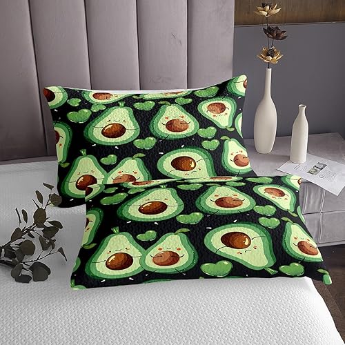 Miniatura 9 de Manfei Colcha de sandía, tamaño Queen, colcha acolchada con estampado de frutas Kawaii con 2 fundas de almohada, juego de colcha de rayas rosas y