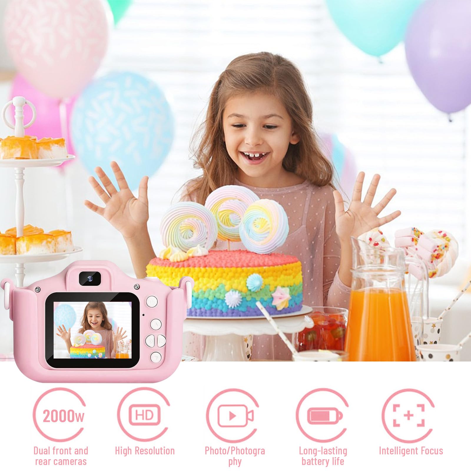 Kids Digital Camera, Kids Camera Birthday Toy Gifts for Girls Boys Age 3-10, Children Cameras for Toddler with 1080P Video, Digital Camera Kids Digital Camera with 32GB Card