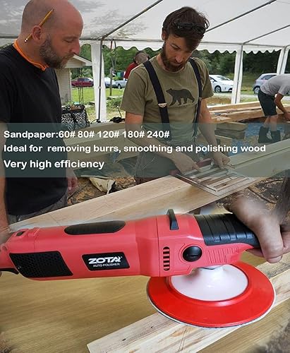 Miniatura 7 de Pulidora rotativa, 1200 W, doble par de 6 pulgadas7 pulgadas, pulidora de automóvil de 6 velocidades variables, 1100-3050 RPM con arranque suave