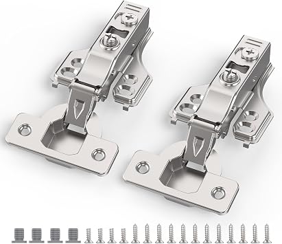Chibery 20 Pack 3/4" Full Overlay Soft Close Concealed Hinge for Face Frame & Frameless Door, 3D Adjustment, Clip-on Plate, Slow Self Closing Hidden Satin Nickel, 105 Stainless Steel Hinges, 5/8"