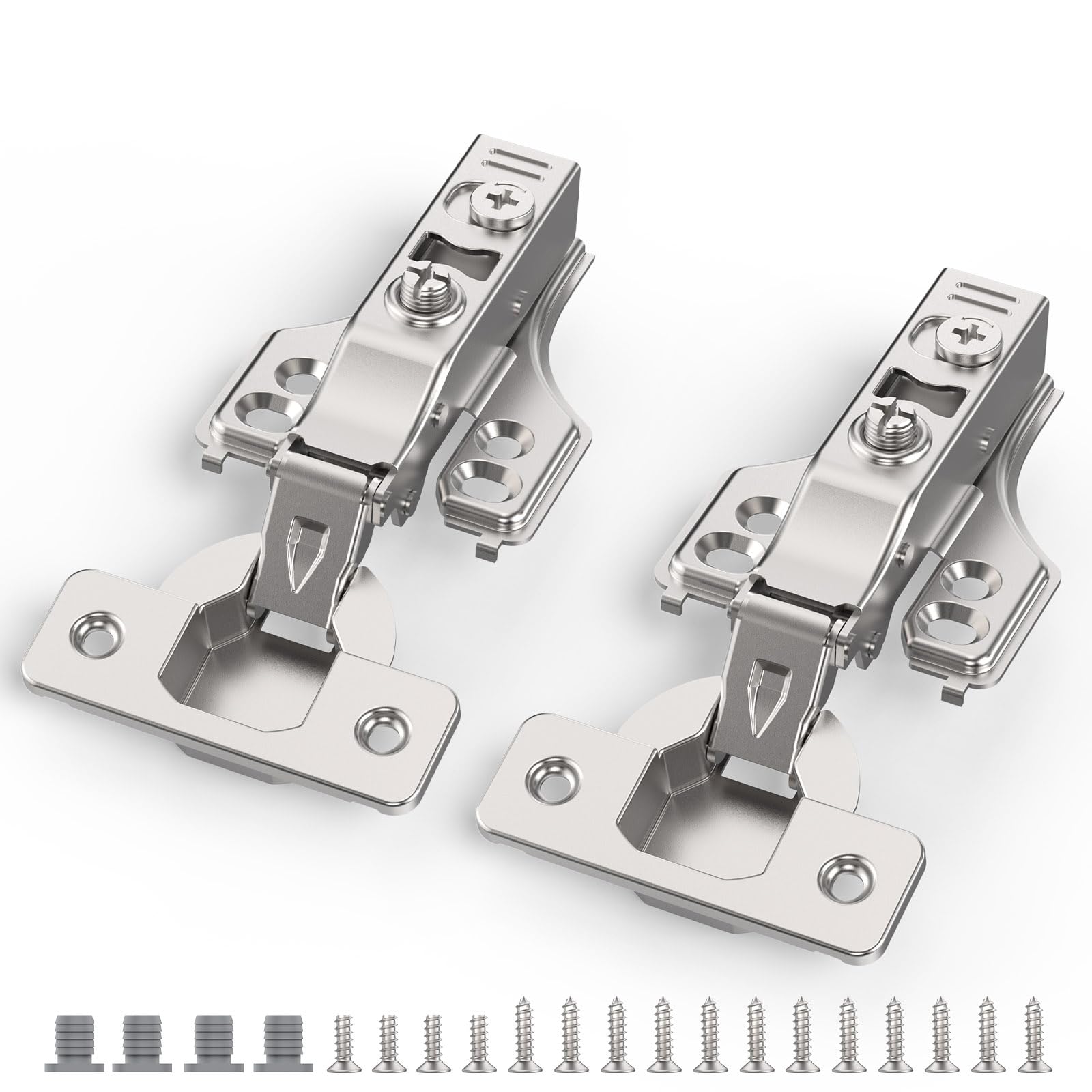 Chibery 20 Pack 3/4" Full Overlay Soft Close Concealed Hinge for Face Frame ＆ Frameless Door, 3D Adjustment, Clip-on Plate, Slow Self Closing Hidden