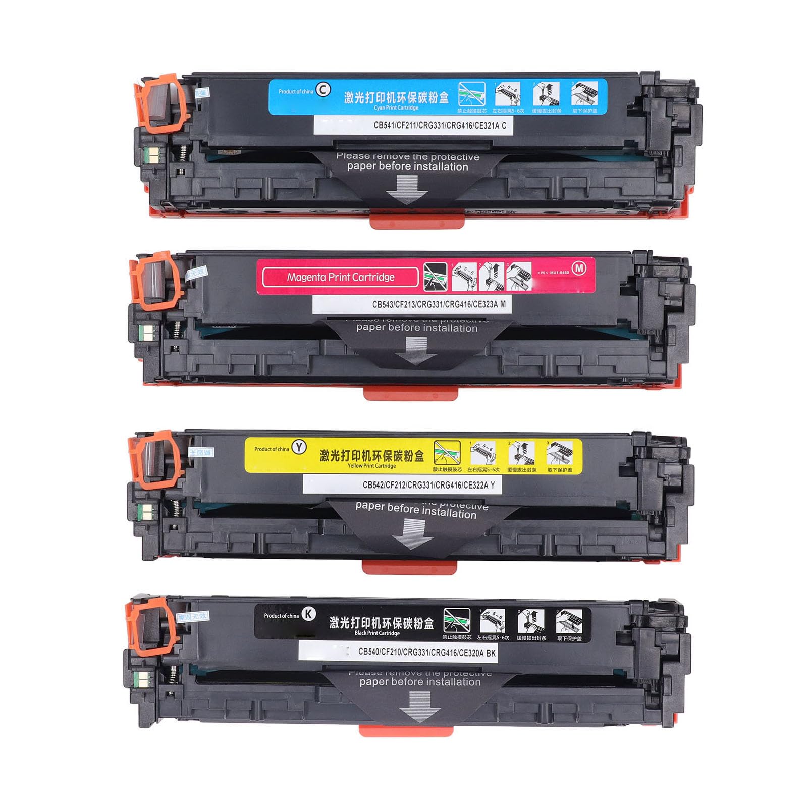 Ausla Confezione da 4 Cartucce Toner Sostitutive per Stampante 125A CB540A CB541A CB542A CB543A Inchiostro per Stampante 2200 1400 Pagine, Resa per Ufficio, Casa