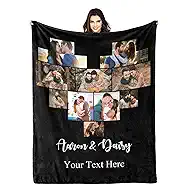 Custom Photos Collage Blanket Customized Blanket with Heart Shape Collage Personalized Blanket with Text Picture Collage Gift for Family Couple Birthday Christmas Valentines Day 10 Photo Collage