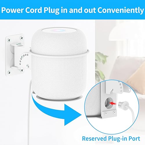 Miniatura 2 de Soporte de altavoz ajustable para Homepod 2 - Soporte de pared para Homepod 2nd y 1 estante de montaje, color blanco