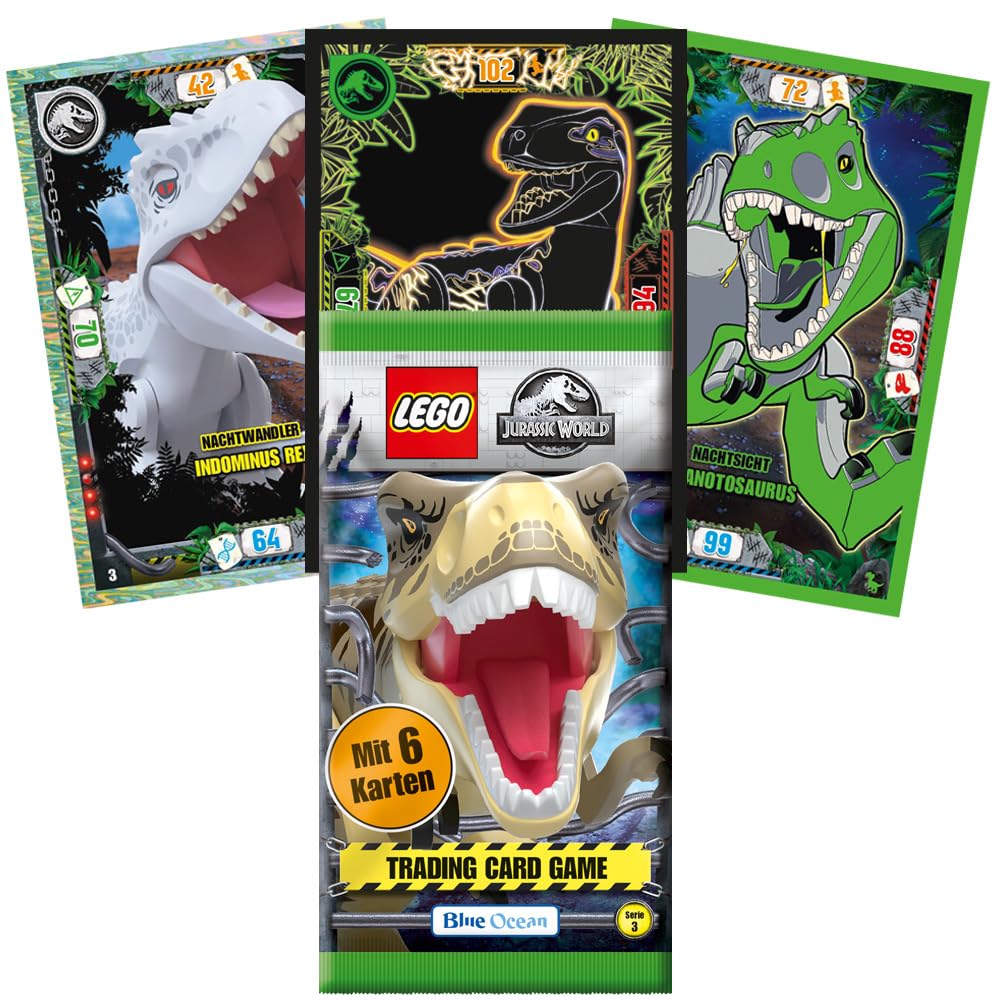 Bundle mit Blue Ocean LEGO Jurassic World - Serie 3 Trading Cards - 1 Starter + 1 Display (36 Booster) + Exklusive Collect-it Hüllen