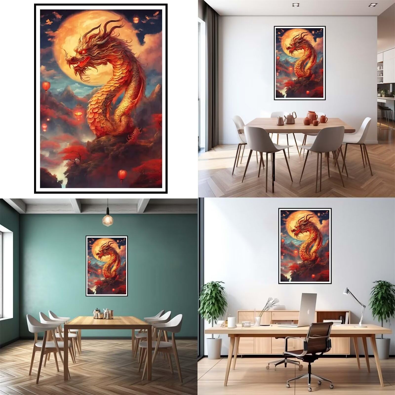 5D DIY Diamante Art Pintura kit Completo, Diamond Painting Adultos Niños Rhinestone Bordado de Punto de Cruz Artes Pintura Painting, Cuadros Decor para Cuarto, Sala de Estar - (Dragón) 60x90cm