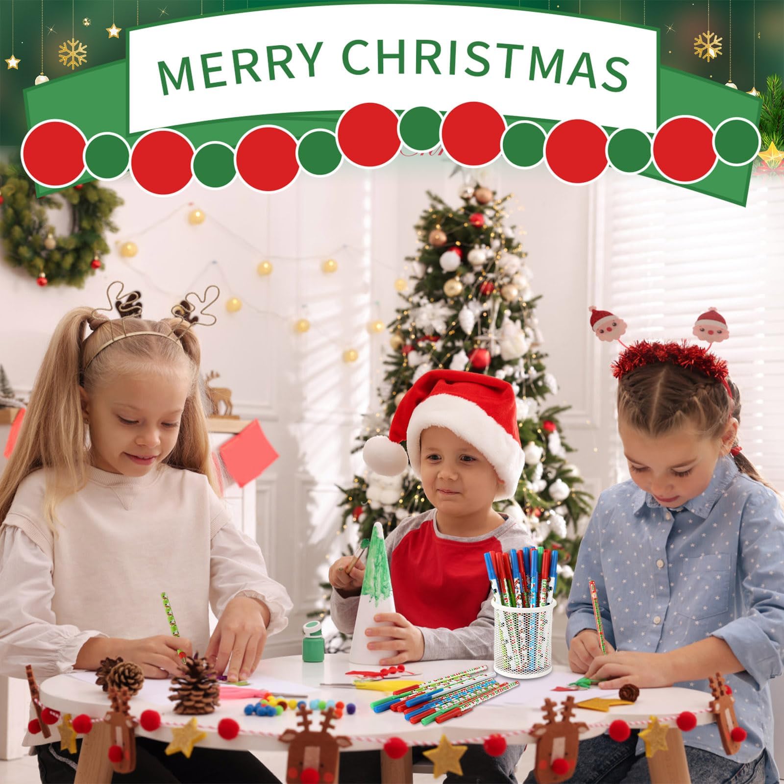 Clabby 30 Penne Gel Natalizie Retrattili Natalizie con Inchiostro Nero Penna a Sfera Natale Carina con Babbo Alce Pupazzo di Neve Albero Regali per Forniture per Ufficio Scuola