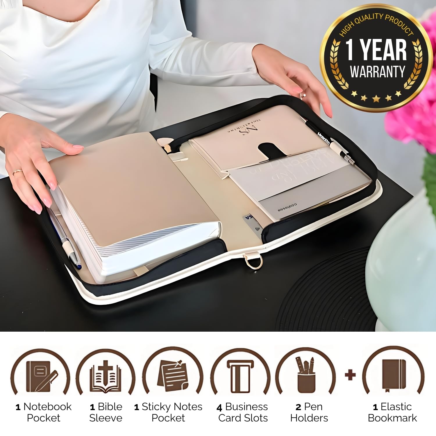 Funda grande de cuero para la Biblia para mujer, fundas de la Biblia para mujer, fundas grandes de piel sintética para mujer con correa para el hombro, cierre de cremallera, ideal para regalos de arte
