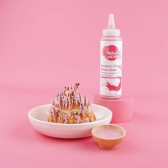 Melwiss Chocolate Frambuaz Aromalı Tatlı Sos 330 g – Akışkan kıvamlı Waffle, Pankek, Krep, Dondurma, Kahve ve Tatlılar için Pratik Sıkılabilir Sos