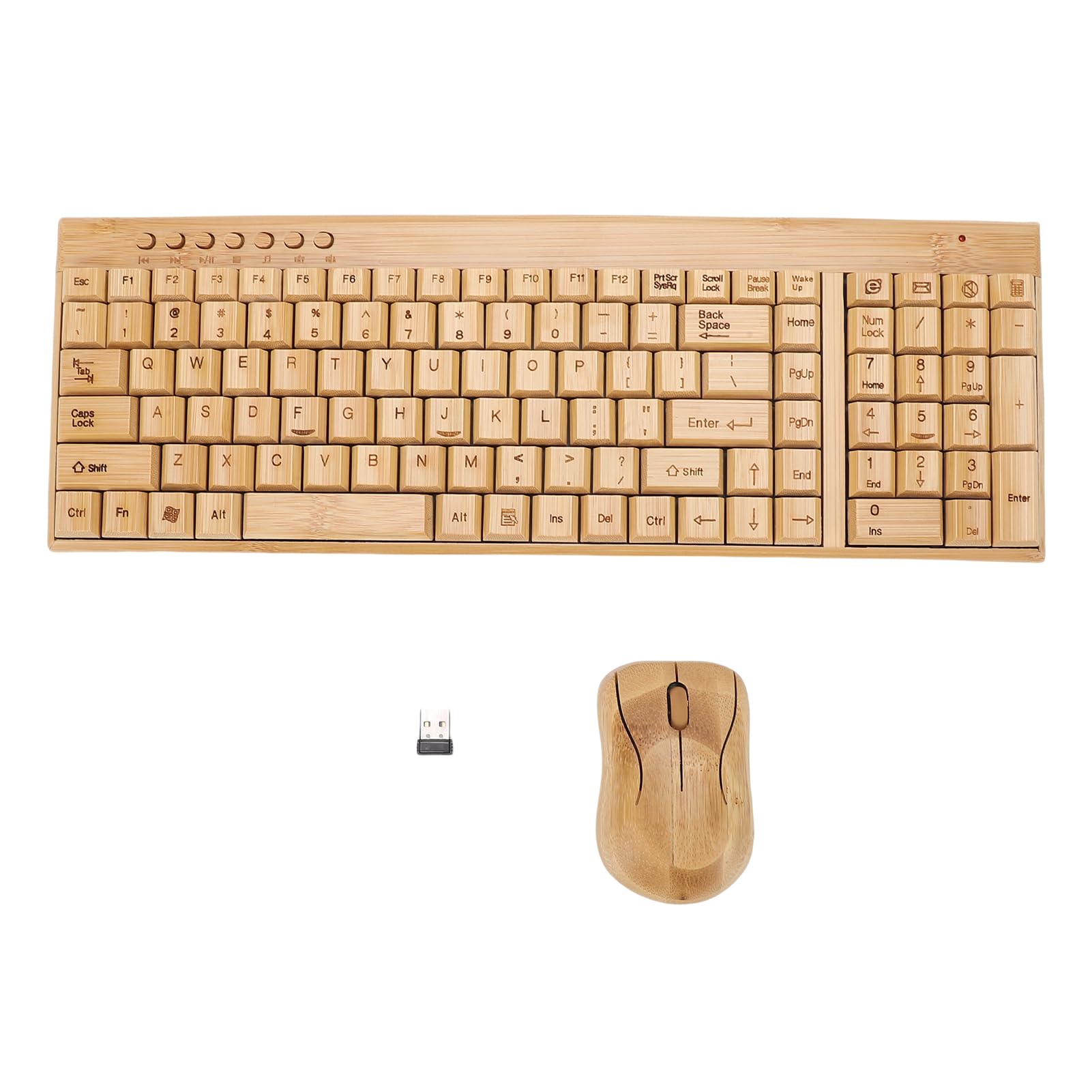 VBESTLIFE Combinación de Teclado y Ratón Inalámbricos, Diseño Artesanal íntegramente en bambú con Conexión de 2,4 GHz, para Escritorio, Portátil y Varios Sistemas Operativos