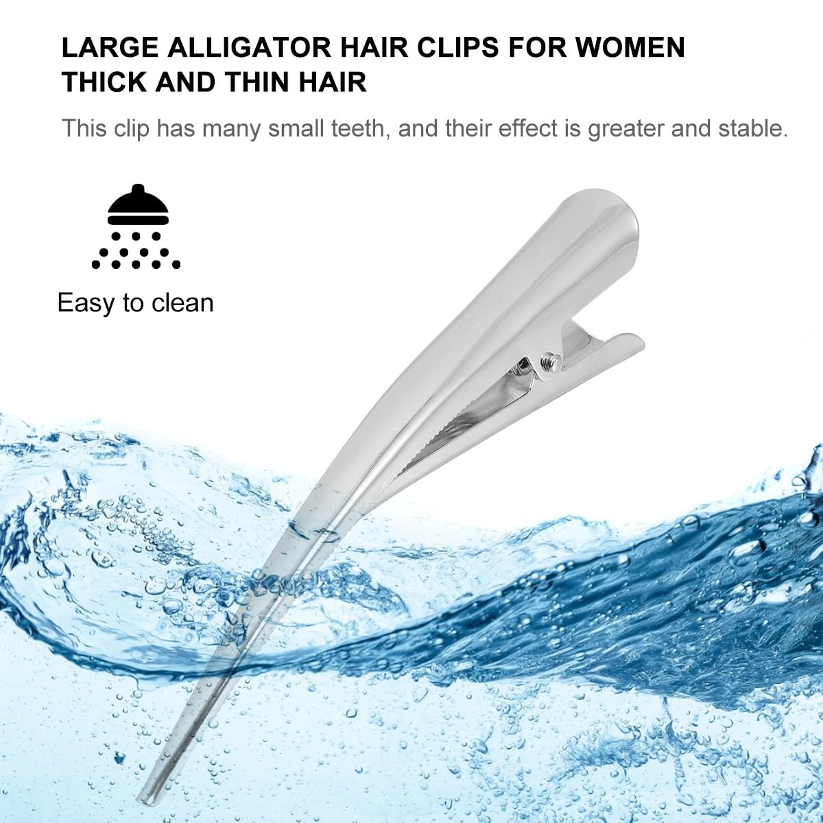 12pezzi Mollette Alligator per Capelli Grandi in Argento con Denti Antiscivolo Pinze per Styling Professionale e Acconciature Stabili per Parrucchieri e Uso Quotidiano
