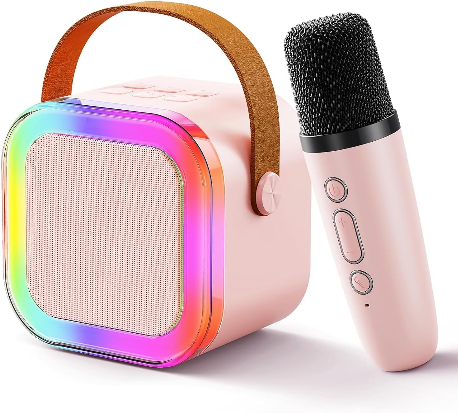 StorioRechargeable Wireless Mini Portable Bluetooth Karaoke Machine | Bluetooth Speaker with Microphone & LED Lights - Kids Music Singing Toys for Girl Boy Birthday Gift Ideas