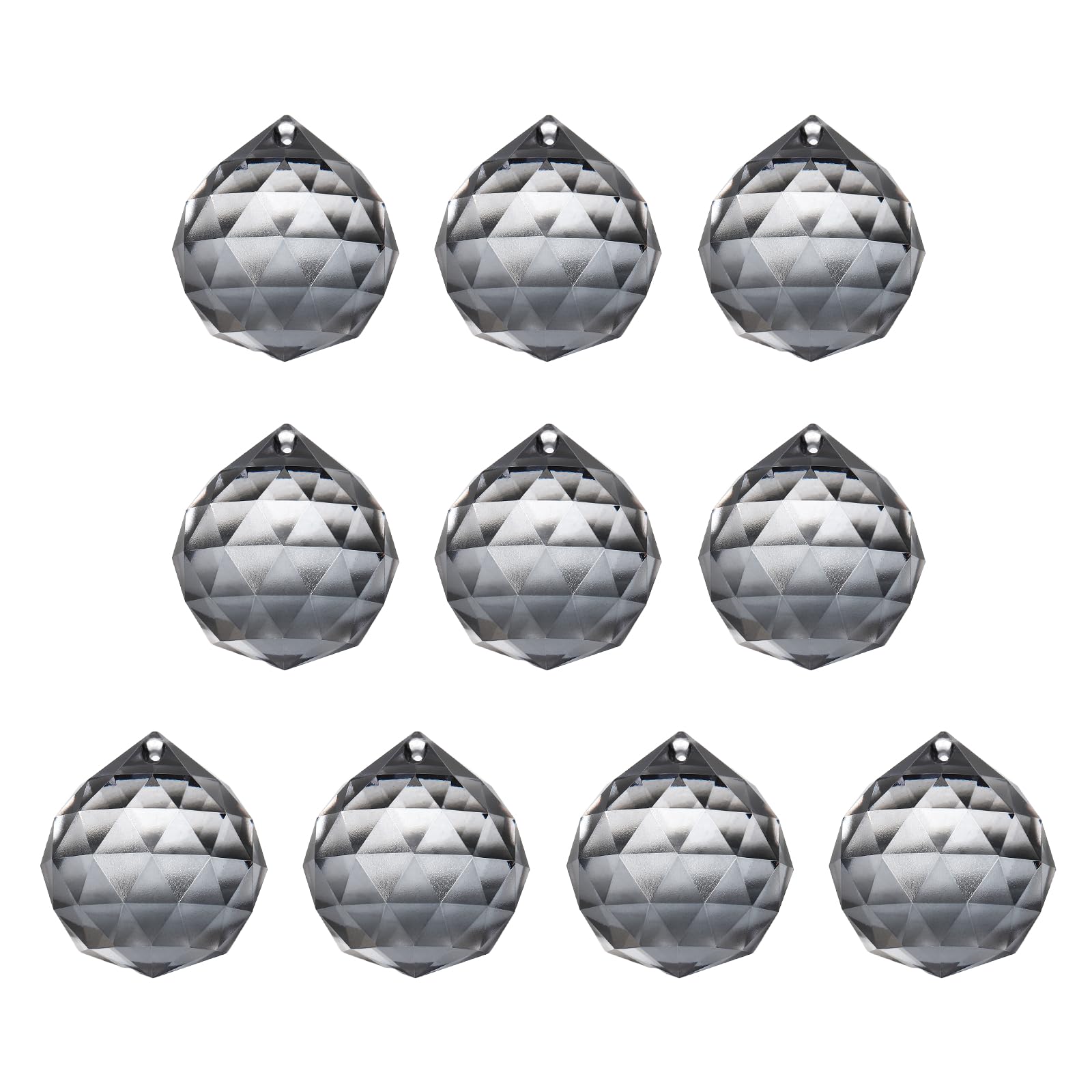 YELARXI Crystal Ball Prisms, Sun Catcher Hanging Prism Sun Catcher Pendant 18mm / 0.71Inch & 10 Pack & Clear Gray-Fitting for (Outdoor/Indoor/Windows/DIY Decor/Feng Shui/Chandelier)