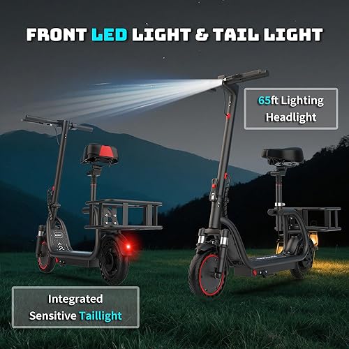 Vista 41 de WERHY Scooter eléctrico, motor de 350 W/500 W, velocidad máxima de 19/22 mph, rangos máximos de 16/23/25/28 millas, scooter E plegable para adultos