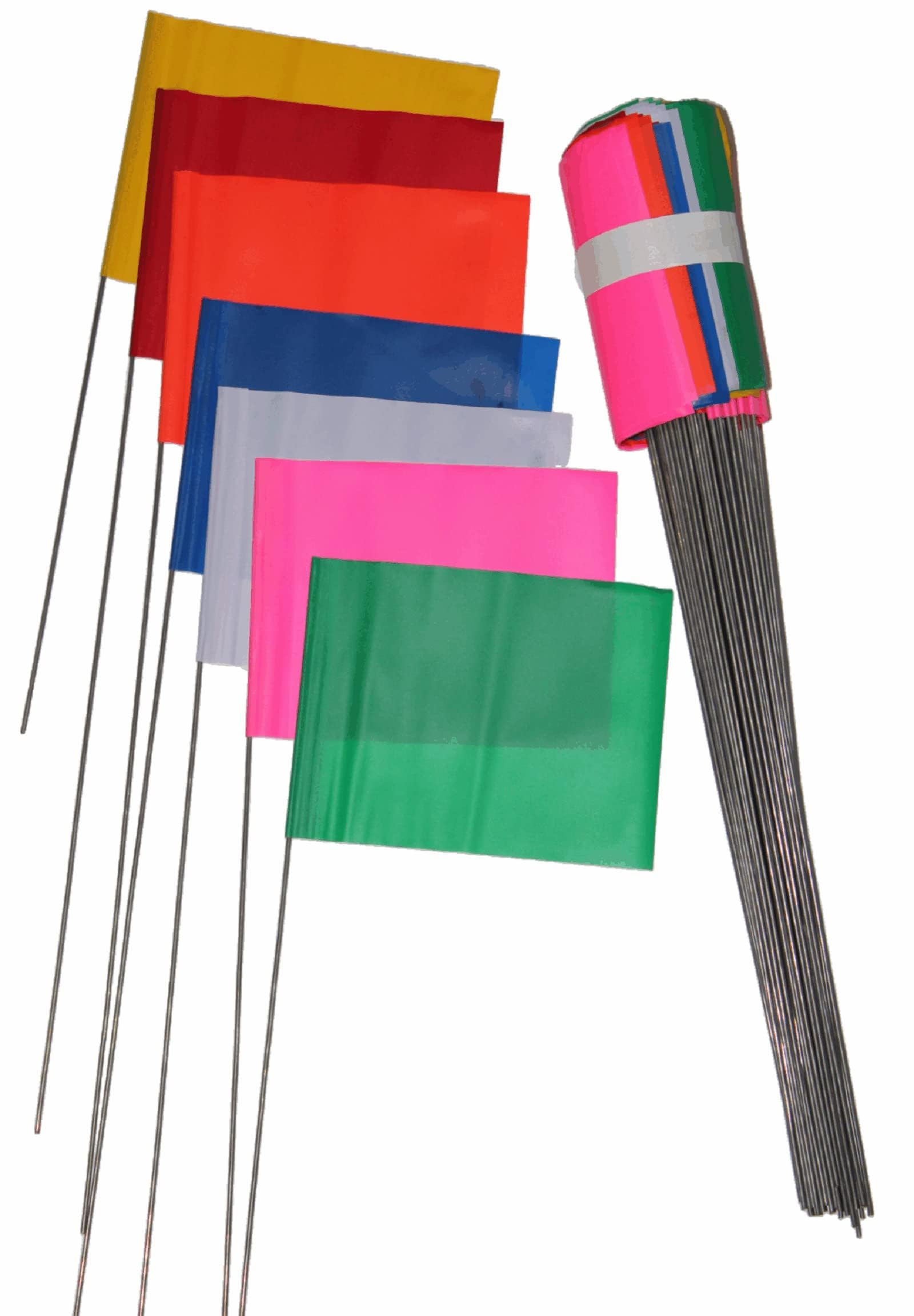 Tuyrchu Marking Flags, 7 Colors Safety Flag - 70 Pack | 5in X 4in