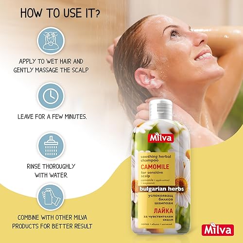 Miniatura 7 de Milva Champú con extracto natural de manzanilla - Da suavidad y brillo al cabello 6.8 fl oz por Milva