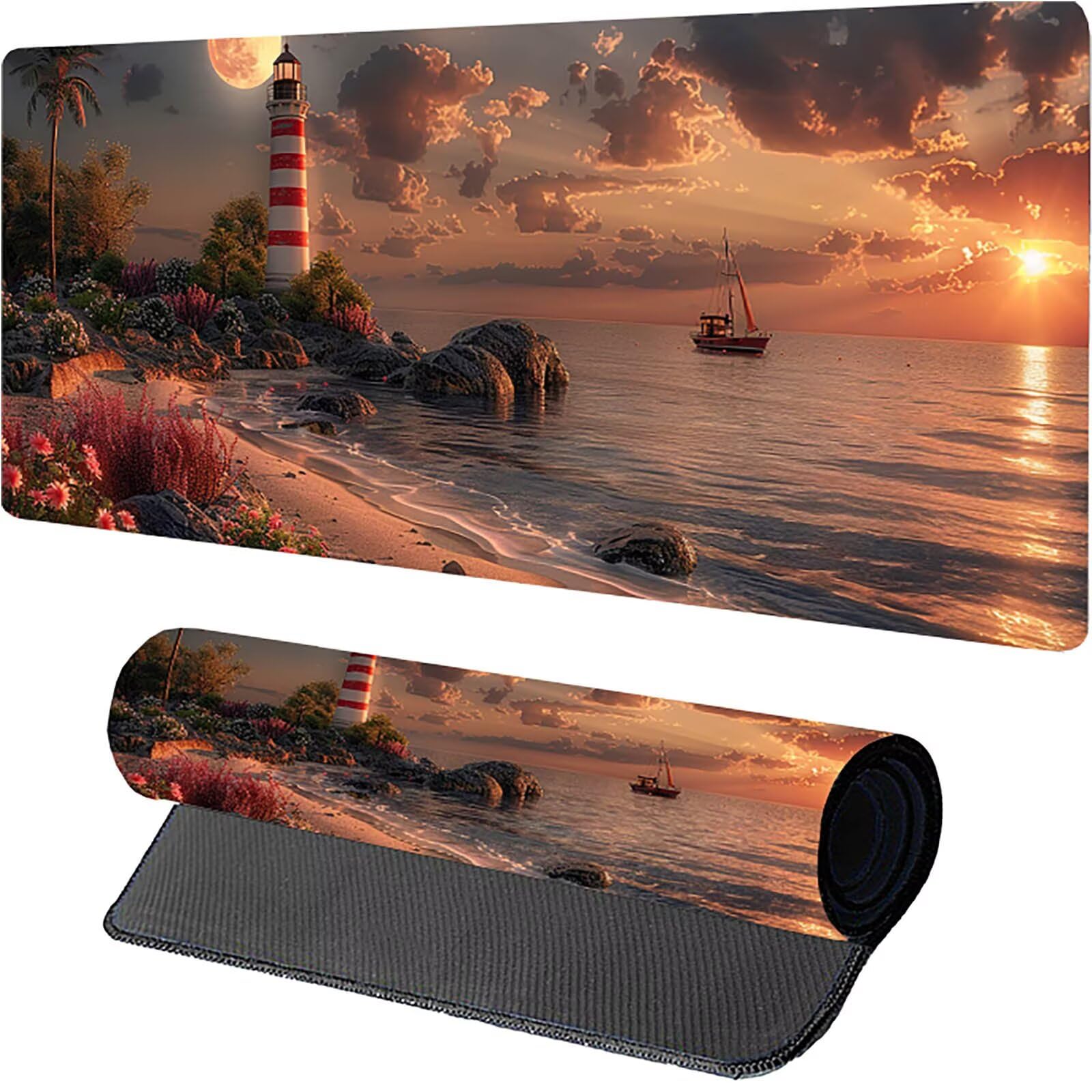 Tappetino Mouse XXL 1500 x 800 mm, Tappetino Mouse Spiaggia, Gaming Mousepad Migliorare la Velocità e la Precisione, Mouse Pad con Base in Gomma Antiscivolo, Ufficio Accessori Gaming, Verde Y-5483