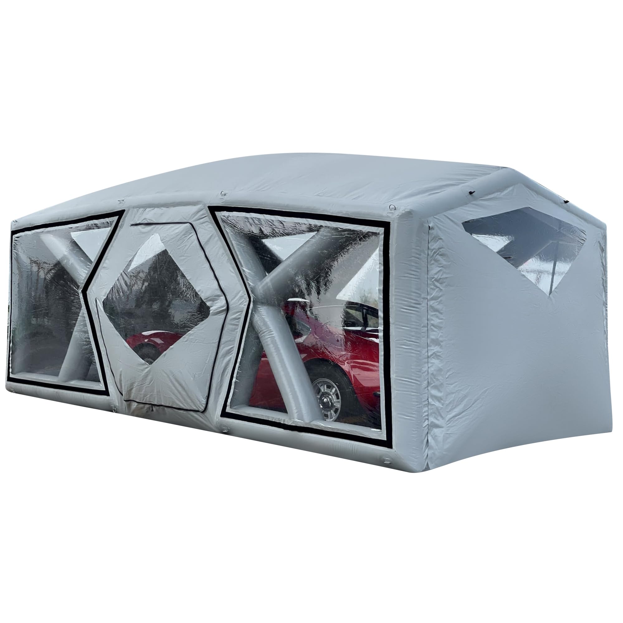 IN THE GARAGE Next Gen Ultimate Car Shield Grey Outdoor, Patented - Inflatable Cover, Hail Protector - Outdoor Bubble, Inflatable Garage - Capsule - Cocoon - 18' / 5.5m