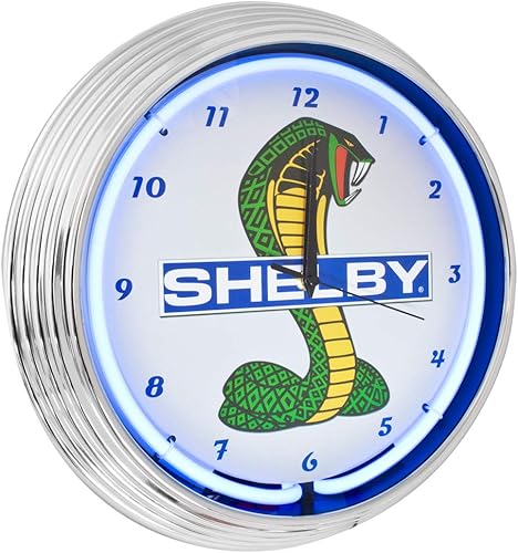 Shelby Cobra - Reloj de pared con luz azul (neón, 15.0in)