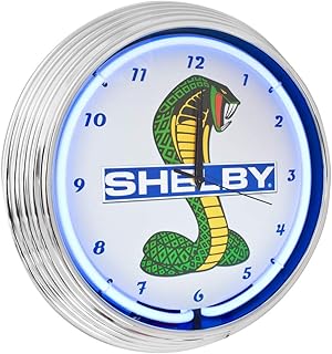 Shelby Cobra Blue Light Up Neon Wall Clock 15-Inch