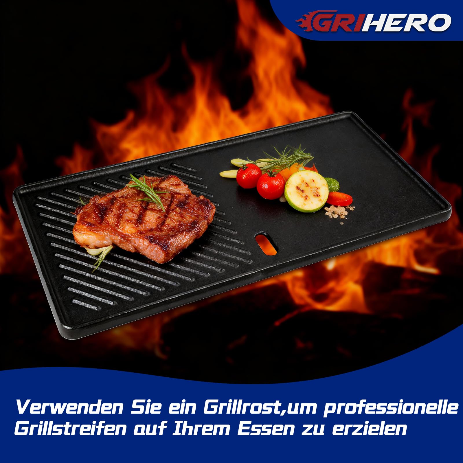 Gusseisen Grillrost & Grillplatte für Enders Boston 3, Enders Monroe Pro 3, Colorado 3, Charbroil, Landmann Triton 3 & 4, Barbecook Siesta 310 Gasgrill Zubehör, 43 x 63CM