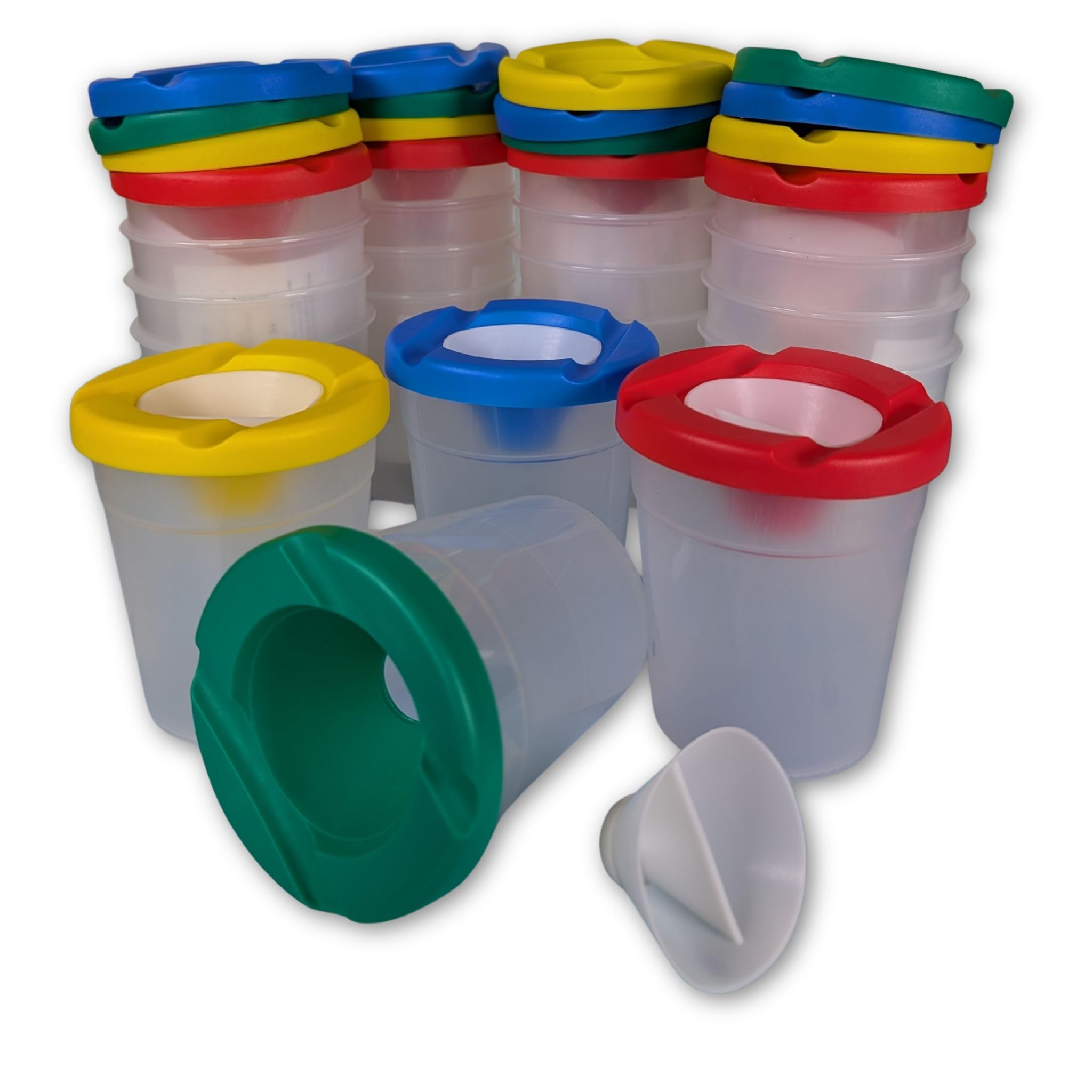 BCreativetolearn Non-Spill Paint & Water Pot with Lid and Stopper – Translucent Brush Pot for Painting, Art & Classroom Use, Pack of 20