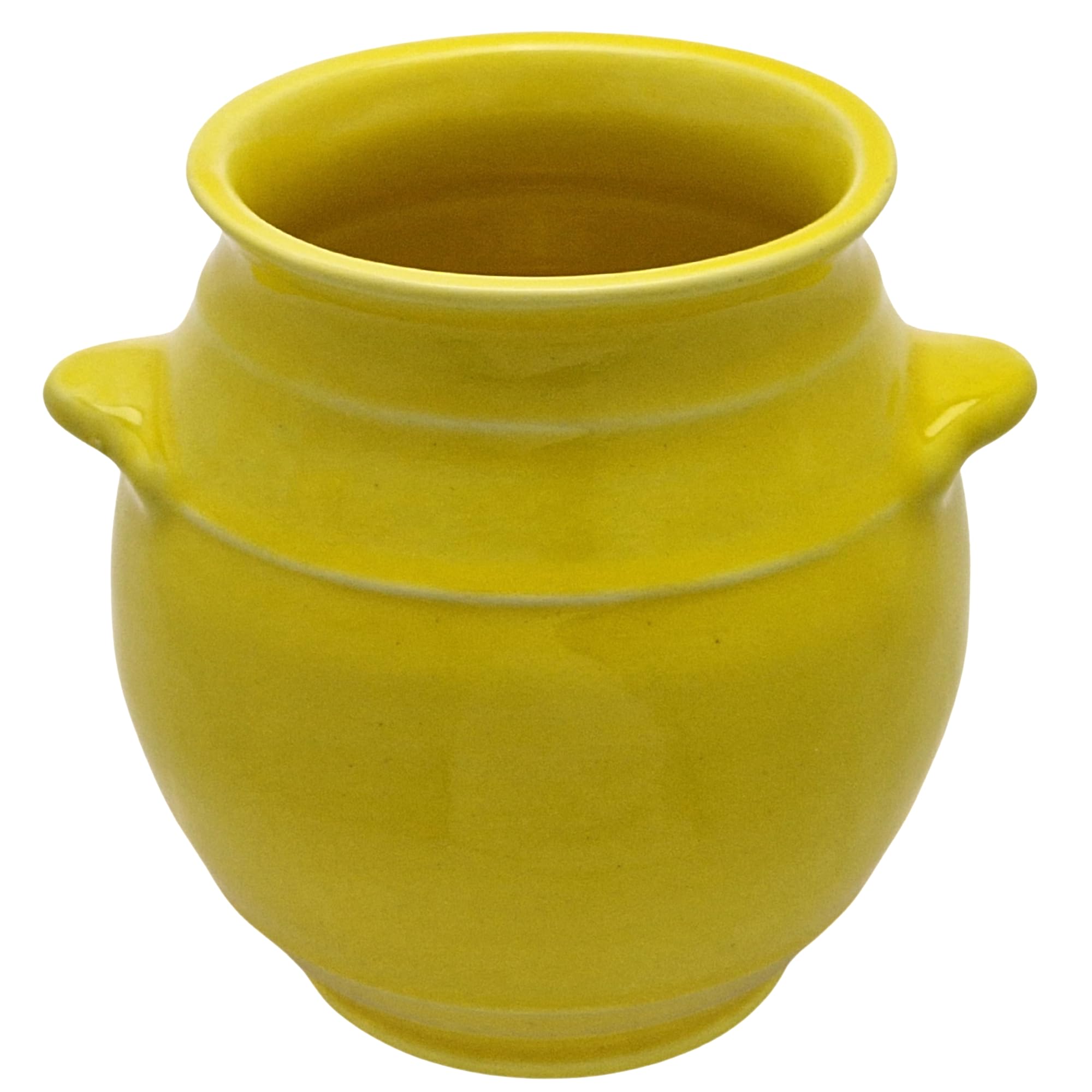 Cleminson Yellow Dipped Hand-Dipped Ceramic Utensil Jar | Artisan Kitchen Utensil Holder | Made In Spain | Stylish Cutlery Pot Organiser | Rustic Farmhouse Crock For Spoons, Spatulas, Whisks (Yellow Dipped)