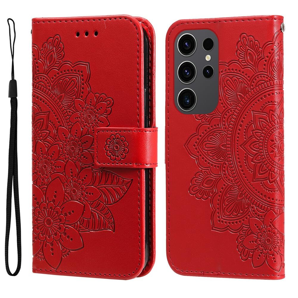 Coque Galaxy S22 Ultra portefeuille rouge pour protéger l'écran des rayures - 7