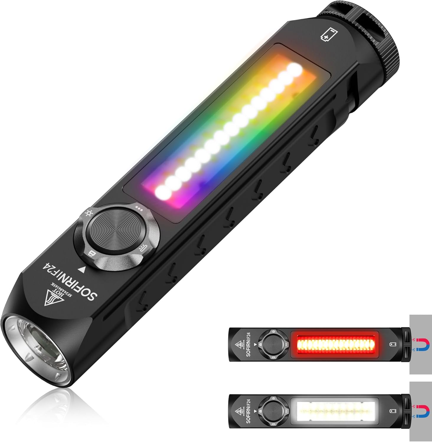 Sofirn IF24 Rechargeable Flashlights High Lumens, 2000LM Flashlights for Emergencies Home, LED Work Light, Multifunctional Powerful Pocket Flashlight, Magnetic Flashlight for EDC, Triple Light Sources