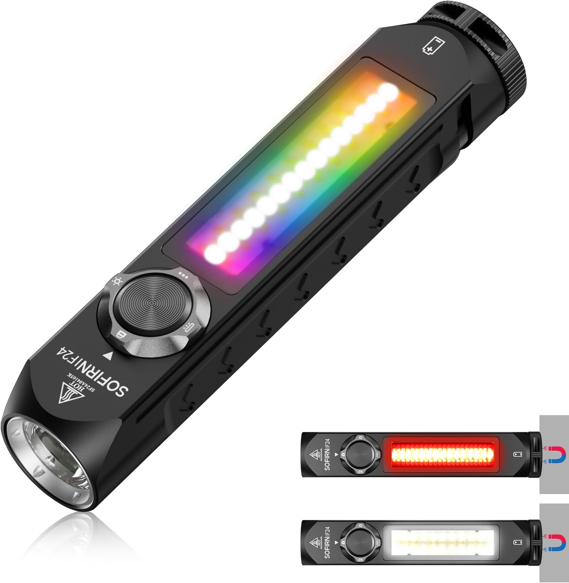 Sofirn IF24 Rechargeable Flashlights High Lumens, 2000LM Flashlights for Emergencies Home, LED Work Light, Multifunctional Powerful Pocket Flashlight, Magnetic Flashlight for EDC, Triple Light Sources