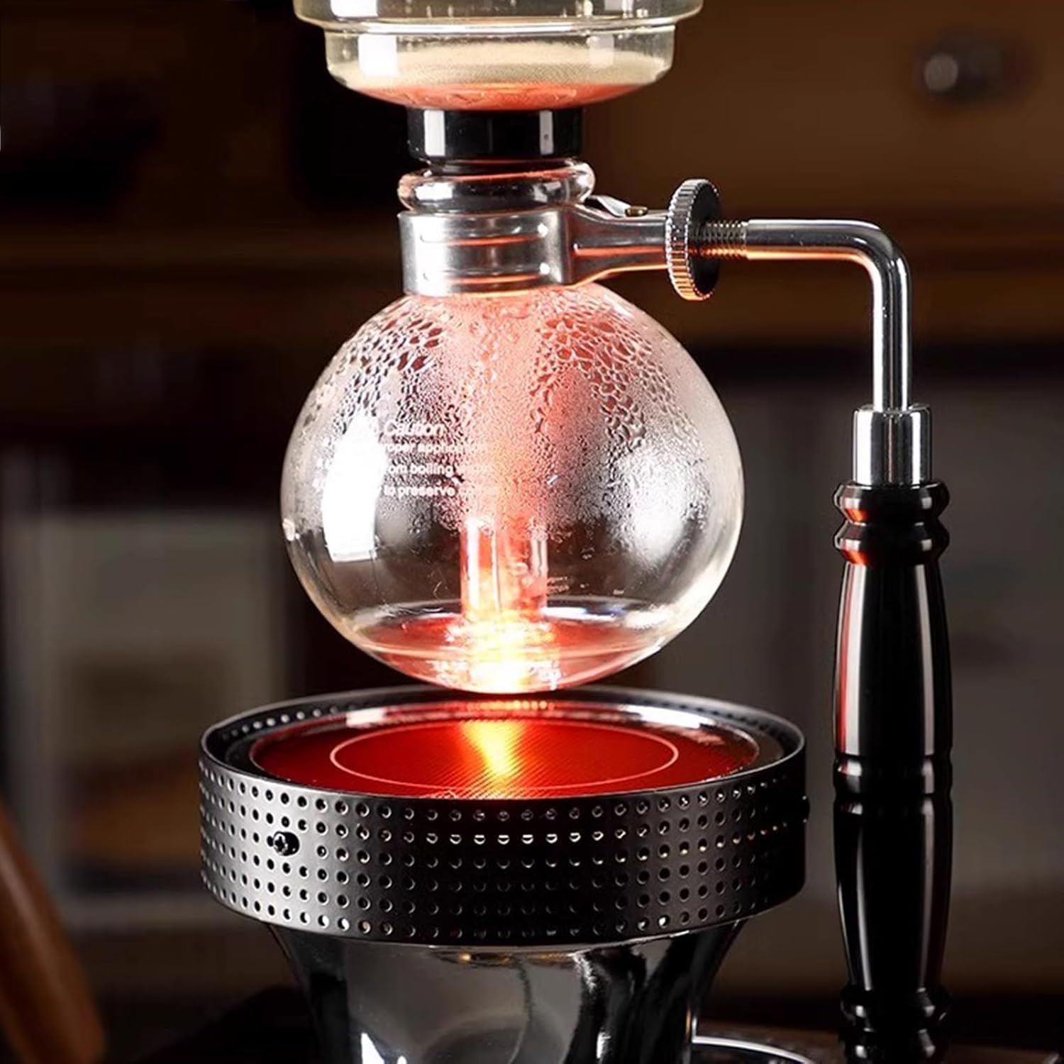 Siphon -Kaffeemaschine, Vakuumkaffeemaschine mit Halogenlampenheizung, Kaffeebrauertopf, Rotationsschalter verstellbare Wärme, für Home Office, 5 Personenkapazität
