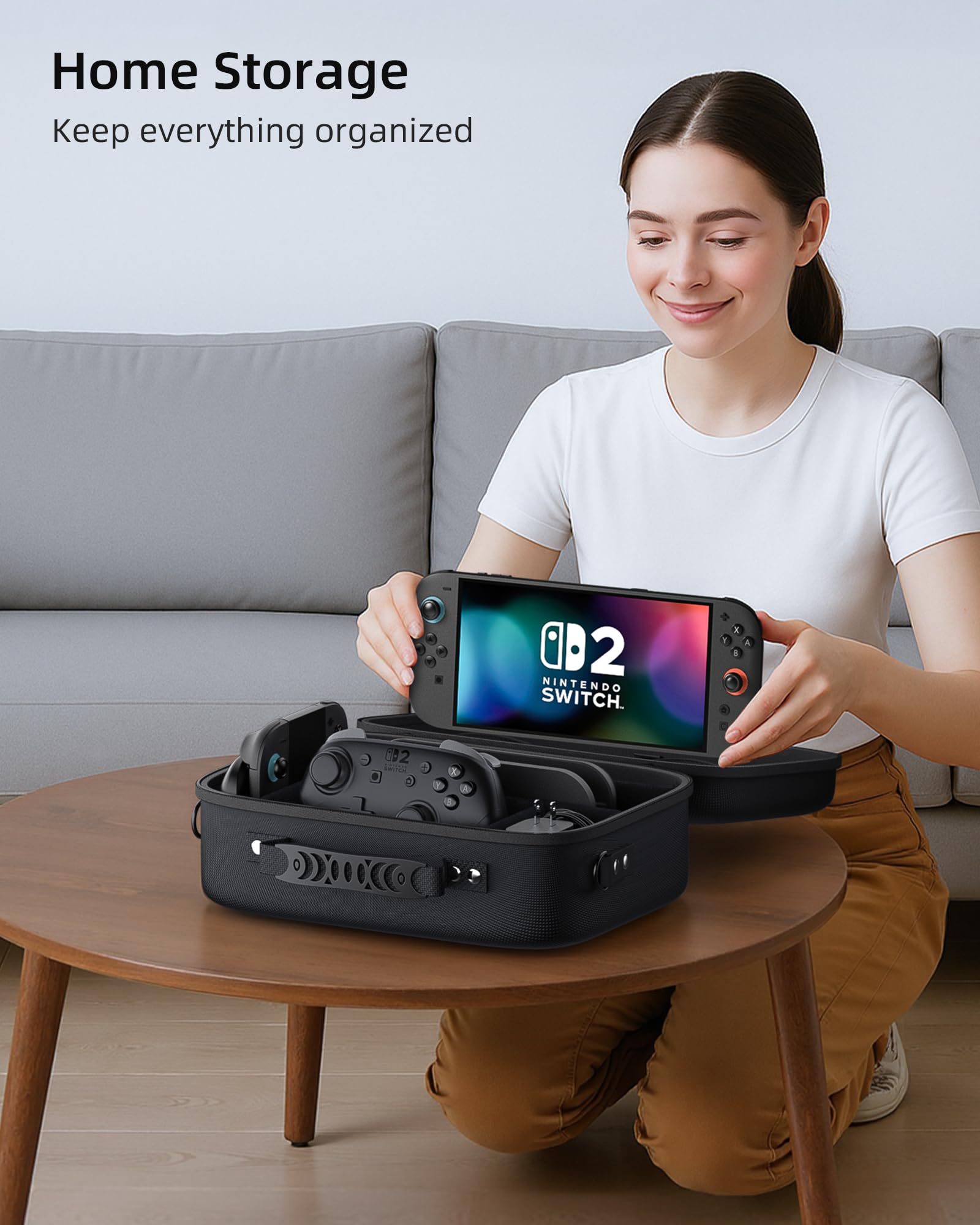 Mozuper Etui Switch 2 do Nintendo Switch 2 (2025), twarda obudowa, miękka podszewka, pełna ochrona, wszystko w jednym, etui podróżne z przegródkami na karty do gier, torba do przenoszenia na kontroler