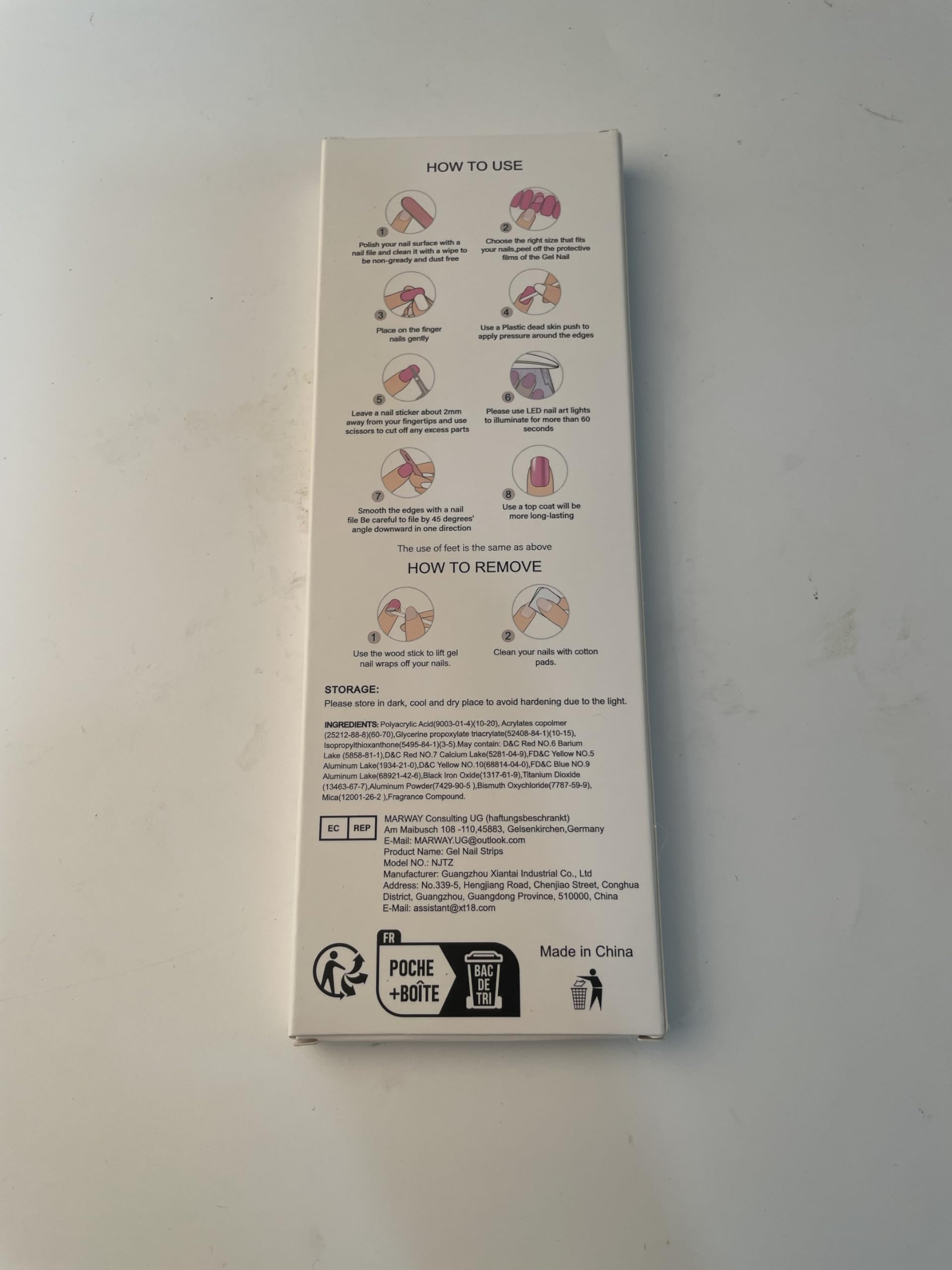 EBANKU Lot de 52 bandelettes de gel semi-durcies pour orteils, ongles de salon de coiffure durables avec lime à ongles et bâton (rouge rose français)