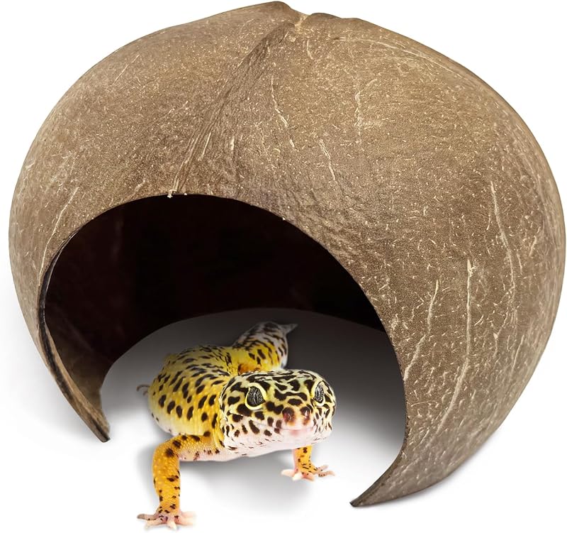 Esconderijo de Coco Natural para Répteis PINVNBY com Entrada de 8,38 cm LH0007