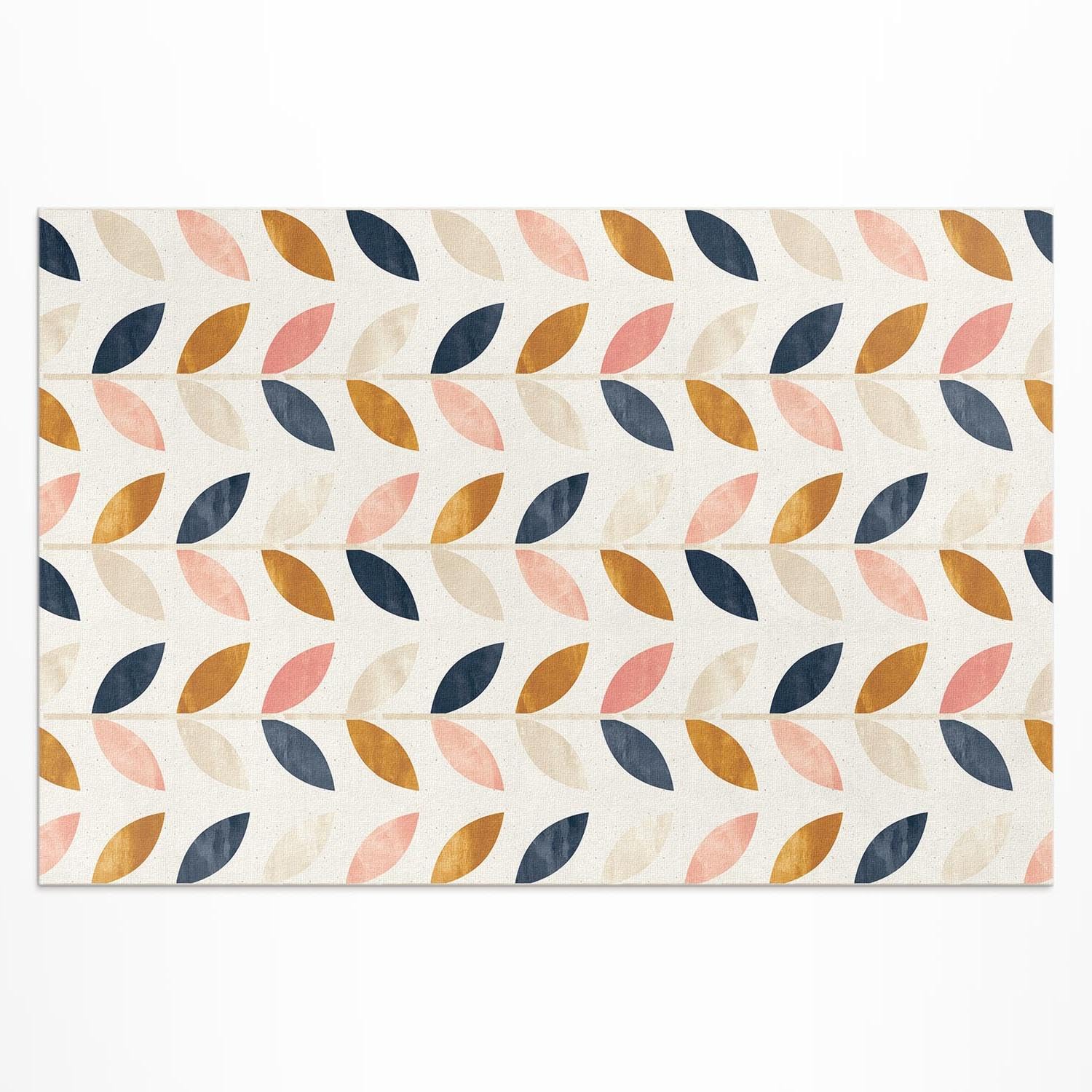 Tapis d'extérieur 150x225 cm étanche en PVC motif petites feuilles