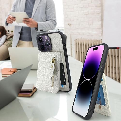 Miniatura 5 de Lacass Funda compatible con MagSafe Case Wallet para iPhone 15 Pro Max de 6.7 pulgadas, tarjetero magnético desmontable con cremallera funda tipo