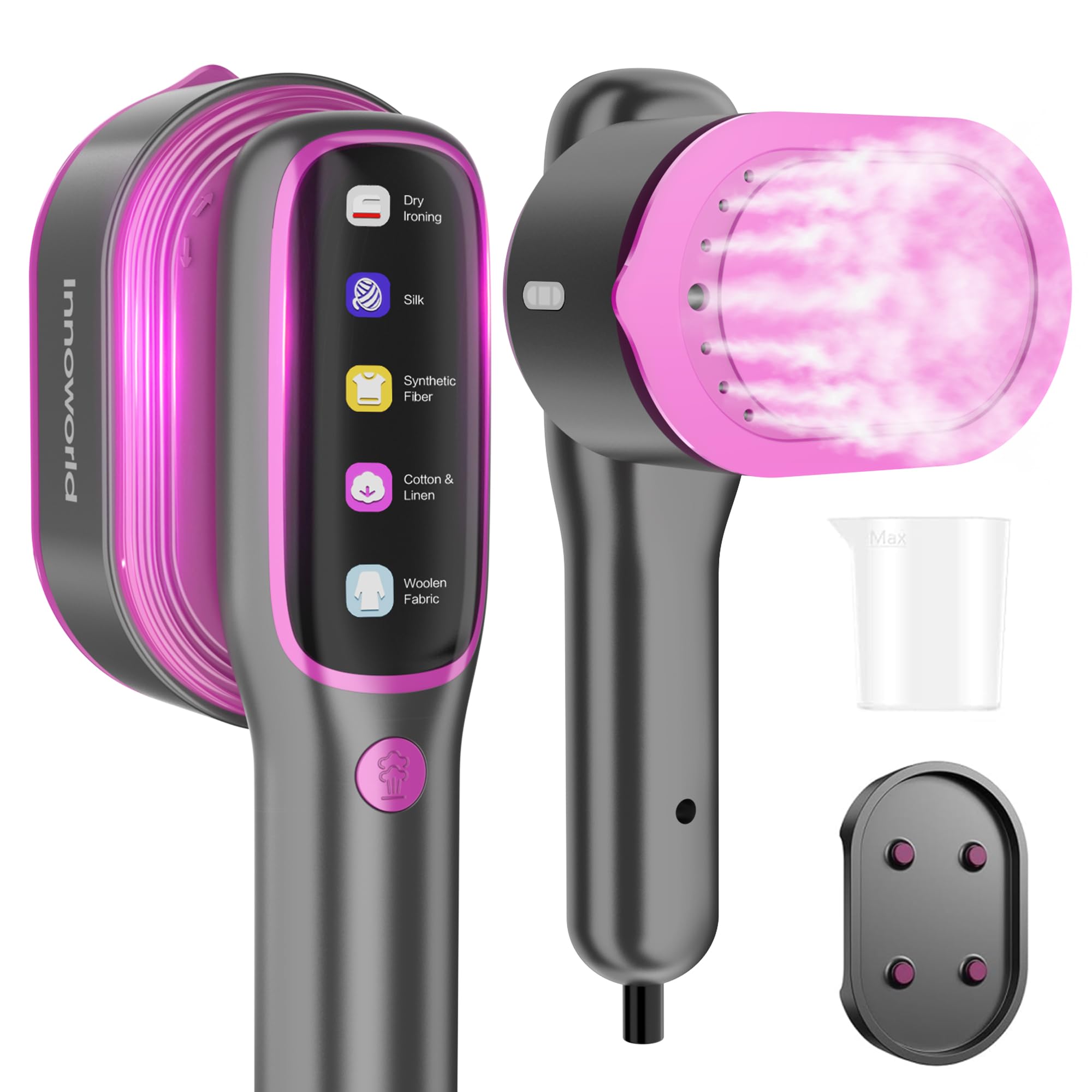 Défroisseur Vapeur de Voyage,1200W,20ml/min de Vapeur,Chauffage Express 15s, Autonomie 12 Min, 5 Modes,Grand Réservoir D'eau de 110 ml,Fer à Vapeur 2-en-1 pour Maison et Déplacements(Violet)