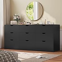 Vista 15 de Cómoda alta con 6 cajones, cómoda moderna negra para dormitorio, cómodas de armario con cajones para sala de estar, entrada, pasillo