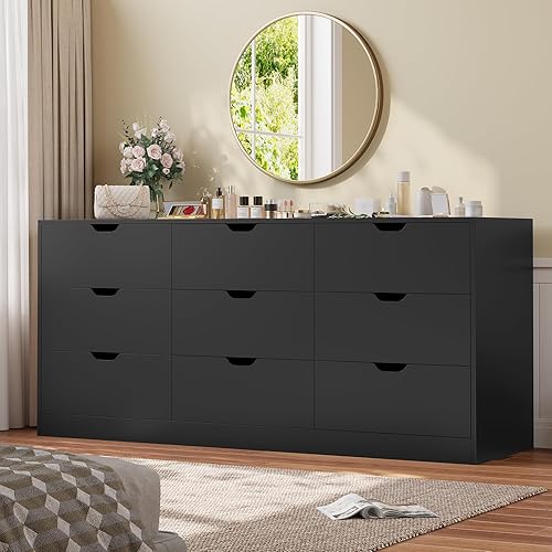 Miniatura 14 de Cómoda alta con 7 cajones, cómoda moderna de color blanco para dormitorio, cómodas de armario con cajones para sala de estar, entrada, pasillo