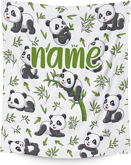 Mercuryelf Custom Panda Throw Blanket - Soft, Fuzzy & Warm - 50x60 Inches Flannel Blankets for Living Room, Sofa - White Aesthetic Throws Gift for Teens