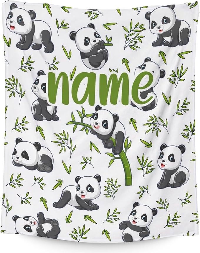 Mercuryelf Custom Panda Throw Blanket - Soft, Fuzzy & Warm - 50x60 Inches Flannel Blankets for Living Room, Sofa - White Aesthetic Throws Gift for Teens