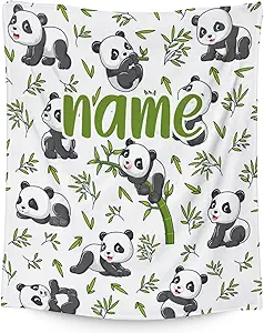 Mercuryelf Custom Panda Throw Blanket - Soft, Fuzzy & Warm - 50x60 Inches Flannel Blankets for Living Room, Sofa - White Aesthetic Throws Gift for Teens