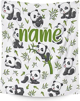Mercuryelf Custom Panda Throw Blanket - Soft, Fuzzy & Warm - 50x60 Inches Flannel Blankets for Living Room, Sofa - White Aesthetic Throws Gift for Teens