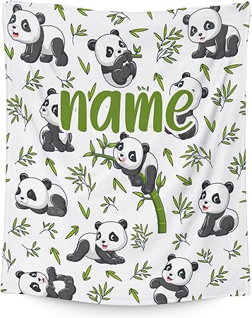 Mercuryelf Custom Panda Throw Blanket - Soft, Fuzzy & Warm - 50x60 Inches Flannel Blankets for Living Room, Sofa - White Aesthetic Throws Gift for Teens
